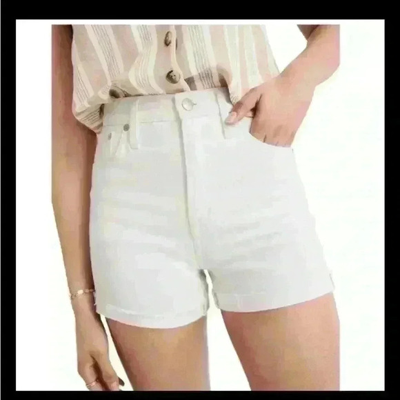 Madewell Relaxed Slouchy Fit Frayed Cut Off Rigid Denim Shorts Vintage White - Picture 1 of 6